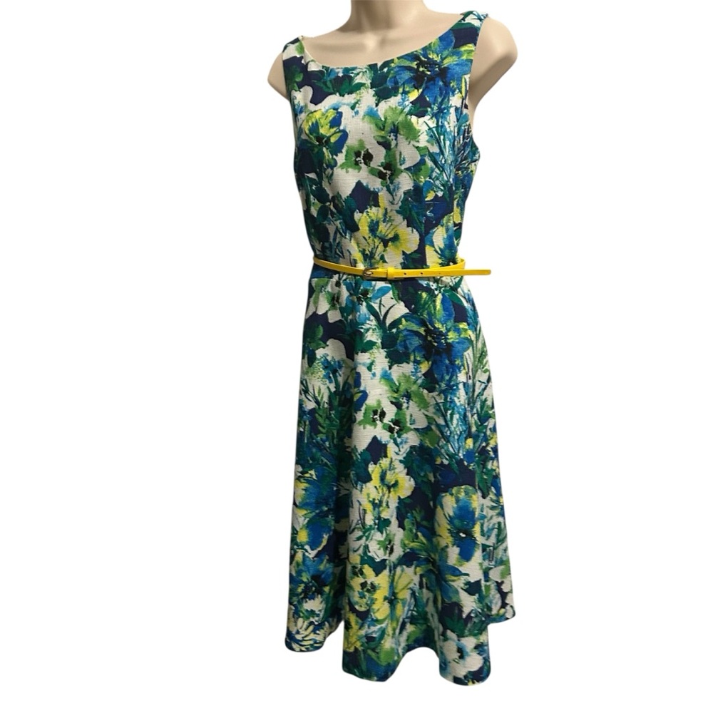 Evan Picone Black Label Sleeveless watercolor floral dress
